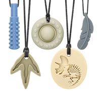 CLDY Collier sensoriel à mâcher pour autisme et TDAH - Lot de 5 jouets à mâcher en silicone de qualité alimentaire pour enfants, sans BPA, pour garçons et filles, sans danger pour les besoins de