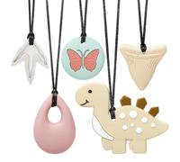 CLDY Collier sensoriel à mâcher pour l'autisme et le TDAH - Lot de 5 jouets à mâcher en silicone de qualité alimentaire pour enfants, sans BPA, machouyou 6 11 ans, machouilleur enfant