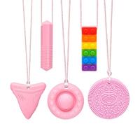 CLDY Collier sensoriel à mâcher pour l'autisme et le TDAH - Lot de 5 jouets à mâcher en silicone de qualité alimentaire pour enfants, sans BPA, machouyou 6 11 ans, machouilleur enfant