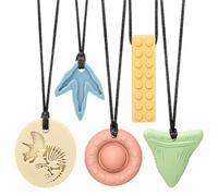 CLDY Collier sensoriel à mâcher pour l'autisme et le TDAH - Lot de 5 jouets à mâcher en silicone de qualité alimentaire pour enfants, sans BPA, machouyou 6 11 ans, machouilleur enfant
