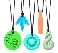 CLDY Collier sensoriel à mâcher pour l'autisme et le TDAH - Lot de 5 jouets à mâcher en silicone de qualité alimentaire pour enfants, sans BPA, machouyou 6 11 ans, machouilleur enfant