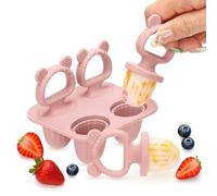 CLDY Lot de 4 moules à glace en silicone pour bébé - 4 bâtonnets - Sans BPA - Convient à un usage alimentaire - Facile à nettoyer - Idéal pour les purées de fruits et le lait maternel (rose)