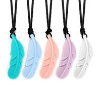 CLDY Lot de 5 colliers sensoriels à mâcher pour autisme - TDAH - Collier en silicone de qualité alimentaire - Jouet de dentition à mâcher pour garçons et filles