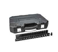 Clé 84947 N 39 PC. 1/5,1 cm Drive 6 points Standard et Deep Impact SAE Jeu de douilles, Noir