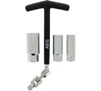 Clé à bougie articulée 3 douilles vehicule essence : 14/16/21mm - AEG - antiglisse - carré d'entraînement et douilles 3/8""