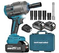 hoc sans fil 1100Nm 1/2" Brushless avec 2×4000mAh Batterie, compatible avec batterie Ma-kkita 18V hoc électrique incl. 5 douilles, rallonge et coffret - Yofuly