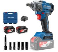 Clé à choc sans fil Dong Cheng 20V sans balais, couple élevé 698 Nm, 2200 tr/min, 4 modes, clé à choc 1/2 pouce avec boîte de rangement, inclut 2 batteries 4,0 Ah et chargeur