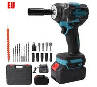 Clé à chocs électrique Brushless 1/2"" 450 N·m,Tournevis à écrou de retrait Outil domestique avec 1 Batteris 1500mAh-19 accessoires