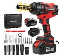 hocs Sans Fil 1/2", 1500 Nm, 2 batteries 4,0 Ah, Moteur Brushless | Chargeur Rapide, 3 Vitesses, 3750 tr/min, Lampe LED, avec 8 forets, pour Voiture, SUV, Utilitaire et Changement de Pneus