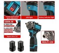 hocs Sans Fil 500N.M - Équipé de 2 batteries et d'un chargeur rapide - 4200 rpm/3800 ipm - Réglage à 5 vitesses hoc