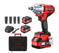 Clé à Chocs Sans Fil Brushless 1/2"" 600Nm 20 V avec 2 * 4000mAh Batterie,Boulonneuse a Choc avec 4 Douilles à Chocs(17/19/21/22mm)