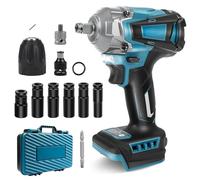 Clé à Chocs Sans Fil Brushless 700N.m compatible avec Makita 18 V batterie, Boulonneuse Electrique avec 6 Douilles à Chocs, 1/2" Boulonneuse a Choc Electrique pour la Voiture et la Maison (700N)