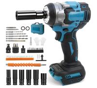 Clé à Chocs sans Fil Brushless 700Nm Boulonneuse à Choc Electrique Compatible avec Makita Batterie 18V, Visseuse à chocs Fréquence d'impact 2300RPM, 1/2" Boulonneuse Electrique, 6 Douilles à Chocs