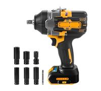 hocs Sans Fil pour Dewalt 18V 20V, 1200 N·m Visseuse a Choc Brushless 1/2", Boulonneuse a Choc Electrique avec 5 modes de vitesse, 5 douilles pour voiture maison DIY