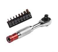 Clé à cliquet 1/4" avec 8 pièces pour jeu d'embouts Torx hexagonaux, mécanisme réversible à dégagement rapide pour prise en main antidérapante, compatible avec standard 1/(H1.5-H6)