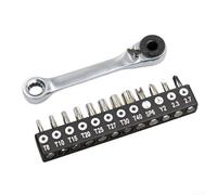 liquet à double extrémité avec mécanisme à 60 dents, tournevis à couple élevé en acier au chrome vanadium, poignée à cliquet compacte pour tournevis hexagonal, fente et tournevis cruciforme (C)