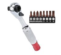 Clé à cliquet à douille 1/4" avec porte-embout pour tournevis cruciforme Torx Hex - Clé à cliquet réglable avec poignée en caoutchouc antidérapant, 8-P (PH+SL)