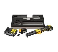 Clé à cliquet DEWALT XR 18V Brushless - Batteries 2 x 1.7 Ah - Têtes interchangeables 1/4', 3/8' et porte-embout hexagonal 1/4' - DCF510E2G-QW