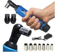Clé à Cliquet Electrique 12V 3-8INCH + 2 Batterie Angle 90 40 NM 1500mAh 7 Douille PRISE EU