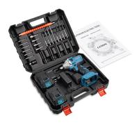Clé à Cliquet électrique Compatible avec 21v - 3000mah batterie deux ensembles PP boîte d'emballage en plastique Clé à Chocs Sans Fil chargeur euro 25 Accessoires pour Projet de Bricolage (Bleu)