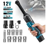 liquet électrique sans fil 12 V, 57 N.m, deux batteries et un chargeur, comprend 8 douilles + une rallonge.