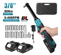 liquet électrique sans fil 21V 3/8'' 80Nm 6,3'' avec rallonge liquet électrique rechargeable ngle, outils de réparation automobile avec 2 batteries With 2 × Battery