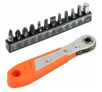 Clé à Cliquet Mini Tournevis Cruciforme Magnétique avec 12 Bits Réversibles