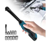 Clé à cliquet sans fil 3/8" compatible avec Makita 18 V, 80 N.m Clé à cliquet électrique électrique avec lumière LED, 8 douilles et 1 adaptateur d'entraînement