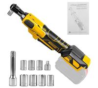 liquet sans fil 3/8" pour Dewalt 20V (sans batterie) | 80 Nm, cliquet électrique, sans balais, adaptateur 1/4", tige d'extension, 7 douilles