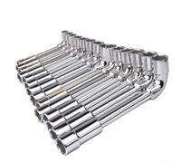 ouille ergonomique à double tête en forme de L, outil hexagonal en acier au chrome vanadium forgé avec poignée courbée pour applications dans des espaces restreints (17 mm)
