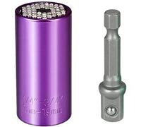 Clé à douille universelle de 7 à 19 mm - Outil à main multifonction - Adaptateur de perceuse - Kit d'outils de réparation - Gadgets - Cadeau pour homme - Bricolage - Violet