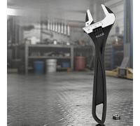 Clé à molette à grande mâchoire avec graduations gravées claires pour un dimensionnement répété et des ajustements contrôlés lors de l'utilisation (A)