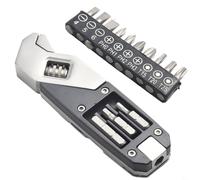 Clé à molette modifiable avec 10 embouts Torx pour embouts cruciformes à tête plate et pliable - Kit gadget multifonction - Décapsuleur avec clé pour rayon