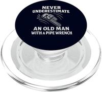 Clé à pipe de plombier vieil homme drôle vintage papa grand-père PopSockets PopGrip pour MagSafe