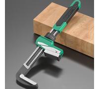 Clé à pipe en acier type F pour plomberie - Ouverture maximale de la mâchoire de 80 mm, design à angle droit, poignée ergonomique vert-noire, construction forgée robuste (130 mm)