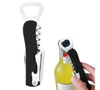 Clé à vin en acier inoxydable avec coupe-capsule : tire-bouchon, ouvre-bouteille de bière (noir)