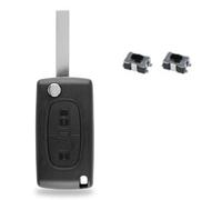 oitier 2 Boutons pour Coque de Télécommande Compatible Plip Peugeot 3008 + Switch + Pile CR1620 VARTA - Kit iRace Keys® (CE0536 - Emplacement Pile dans boitier)
