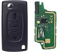Clé complète avec électronique à Programmer Compatible avec Peugeot 407 Partner Citroen Berlingo Télécommande 3 Boutons Coffre Ce0536 Lame sans Rainures PCF7941 Ask ID46 @Pro-Plip