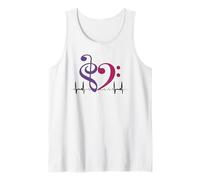 Clé de Basse Bicolore en Forme de cœur EKG Waves Violet Royal et mûrier Débardeur