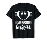 e Basse en Forme de cœur avec Inscription « I Love Playing My Guitar » T-Shirt