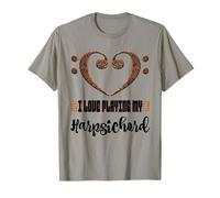 Clé de Basse en Forme de cœur avec Inscription « I Love Playing My Harpsichord » T-Shirt