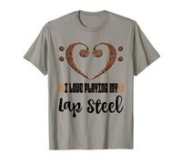 Clé de Basse en Forme de cœur avec Inscription « I Love Playing My Lap Steel » T-Shirt