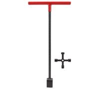 Clé de compteur d'eau en acier, clé multifonction à poignée en T, clé de bordure avec outil utilitaire à 4 voies pour vannes et robinets rouge