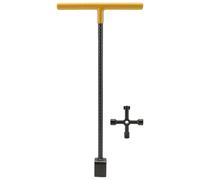 Clé de compteur d'eau en acier, clé multifonction à poignée en T, clé de bordure avec outil utilitaire à 4 voies pour vannes et robinets jaune