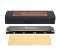 Clé de l'orgue à bouche F 24 trous Diatonic Harmonica avec étui pour étudiants adultes débutants(Clé F noire