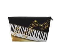 Clé de Piano élégante Notes d'or Noir, Trousse de Toilette Trousse de Maquillage Sac à cosmétiques Trousse de Toilette de Voyage Portable