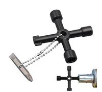 Clé de porte de poche - Clé d'armoire électrique, outil de contrôle de vanne, tournevis à couple croisé | Fonction d'ouverture d'accès utilitaire à quatre voies, instrument de Service Compact, p