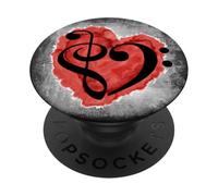 e Sol et de Basse Cœur Musicien, Compositeur, Amoureux de Musique PopSockets PopGrip Adhésif