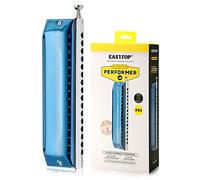 Clé d'harmonica chromatique de mise à niveau supérieure est de C ， Harmonica professionnelle à 16 trous et 64 tons pour adultes, étudiants et amateurs d'harmonica avec couvercle bleu (EAP-16)