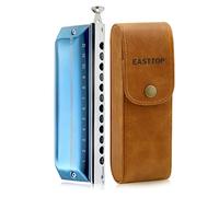 Clé d'harmonica chromatique East Top Upgrade de C, Harmonica professionnelle 12 trous 48 tons pour adultes, étudiants et amateurs d'harmonica avec couvercle bleu (EAP-12)